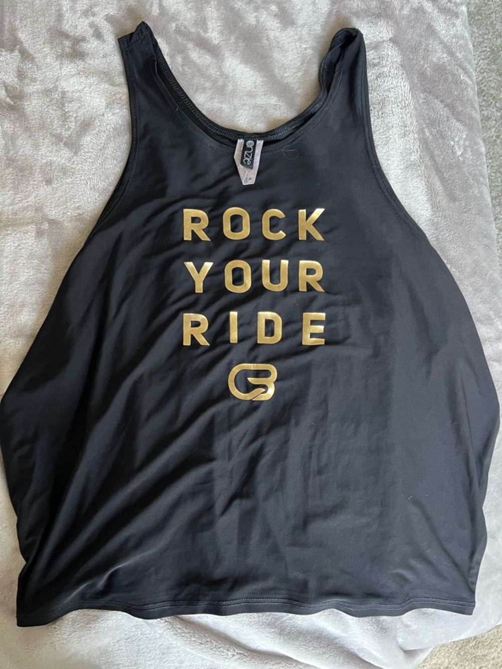 Black CycleBar'Rock Your Ride' Graphic Tank with Gold Lettering